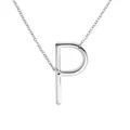 Élégant collier avec pendentif grande lettre P initiale argentée polie pour femmes - Argent P