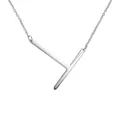Collier pendentif initiale L en argent minimaliste avec une élégante finition polie chic - Argent T