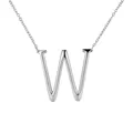 Collier avec pendentif lettre W majuscule argentée polie pour un look unique - Argent W
