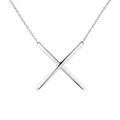 Collier minimaliste argenté avec un grand pendentif poli en forme de lettre X. - Argent X
