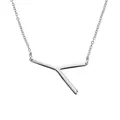 Collier minimaliste argenté avec pendentif lettre Y horizontale pour femme et homme - Argent Y