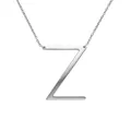 Élégant collier avec pendentif en forme de grande lettre Z en argent poli pour femmes - Argent Z
