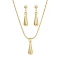 Elegantes goldfarbenes Schmuckset mit Tropfenanhänger und passenden Ohrringen - 2-teiliges Set (Halskette + Ohrringe) (HS1760-3) / Gold
