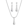 Elegantes silbernes Schmuckset mit Wassertropfen-Halskette und Ohrringen. - 2-teiliges Set (Halskette + Ohrringe) (HS1760-4) / Silber