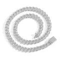 Luxury 13mm silver iced out Cuban link necklace with sparkling cubic zirconia stones - 9mm - 7inch (Length approx. 18cm) / Silver