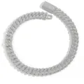 Collier chaîne cubaine 13mm argenté avec zircons pour homme bijoux style hip-hop - 7 Pouces (Longueur du Bracelet Env. 18cm) / Argent (Largeur 18mm)