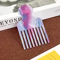 Elegant marble pattern purple and blue acetate wide tooth hair comb for anti-static styling - Pink Blue (Pinkish)