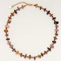 Élégant collier de perles en pierres d'œil de tigre avec un pendentif en forme de cœur - Éclats d'Oeil de Tigre / 38+5cm / Pierre de Couleur Mixte