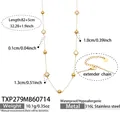 Elegante lange 18K vergulde 316L roestvrijstalen ketting met Tsjechische glazen kralen - Gouden champagne glasstijl (TXP279)