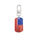Close-up detail of a durable alloy keychain featuring a vibrant US flag enamel pendant - Mdk Hang Tag