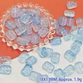 Detailed view of 18x13mm light blue glass beads with floral patterns for DIY jewelry - Ink Blue (L103# Relief Tag)