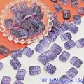 Macro detail of 18x13mm purple glass flower plaque beads for DIY jewelry crafting - Dark Purple (L104# Relief Tag)
