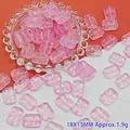 Close-up macro view of pink floral patterned rectangular beads for DIY handmade jewelry - Light Pink (L110# Relief Tag)