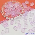 Detail view of 18x13mm purple transparent rectangular flower beads for DIY jewelry - Light Purple (L111# Relief Tag)