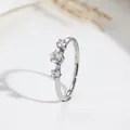 Detailed close-up of silver titanium steel ring featuring three round cubic zirconia - US 5 / Steel (J109)