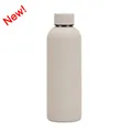 Minimalist beige double-wall insulated stainless steel water bottle for outdoor sports - 500ml / Milk Tea Color
