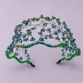 Serre-tête tissé style Mori avec perles bleues et vertes pour mariages et soirées - Serre-tête vert pour séance photo TS-J3264GREEN