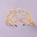 Serre-tête tissé de style forêt avec perles ambrées pour une élégance de mariage - Serre-tête champagne pour séance photo TS-J3264XB