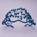 Serre-tête tressé bleu profond style forêt avec perles irisées facettées pour les mariages. - Serre-tête bleu pour séance photo TS-J3264BLUE