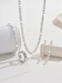 Luxury silver plated jewelry set featuring crystal necklace earrings bracelet and ring - Necklace + Earrings + Bracelet + Ring / White (4-Piece Set)