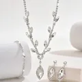 Elegant silver-tone jewelry set with marquise crystals and sparkling rhinestones - Silver