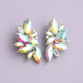 Elegant iridescent crystal cluster stud earrings perfect for weddings, parties and events. - Radial Flower Cluster Style (ERS-J3757A) / AB Color