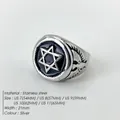 Vintage stainless steel Star of David ring with black enamel inlay in punk style design - Circumference 54MM-US7 / 10 Pcs/Pack / Silver
