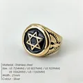 Vintage men's gold stainless steel hexagram ring with black enamel and eagle engraving - Circumference 54MM-US7 / 10 Pcs/Pack / Gold