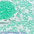 Detail view of 8x14mm light green teardrop glass beads for DIY jewelry making crafts - 8x14x5mm / Cyan Blue