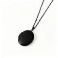 Collier médaillon photo ovale élégant en acier inoxydable noir mat avec chaîne - Noir