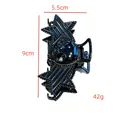 Gothic black bat hair claw clip featuring a skull and star design, ideal for Halloween parties - Black Skull