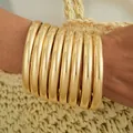 Fashionable chunky gold-tone high-polish multi-piece bangle bracelet set for women style - 6792801HB