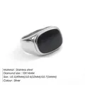 US Size 5 (Circumference 49mm) / Black Drip Oil Signet Style (YD25012) / Steel + Black