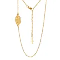 Gold stainless steel necklace with oval Virgin Mary medallion and tiny cross charm - Style 7 / Gold