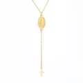Elegant gold-plated stainless steel rosary necklace featuring Virgin Mary medal and cross charm - Style 8 / Gold