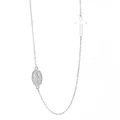 Silver stainless steel necklace with a religious Virgin Mary medal and side cross pendant - Style 3 / Steel