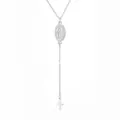 Silver stainless steel Miraculous Medal Y-necklace with cross pendant for women. - Style 8 / Steel
