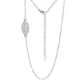 Vintage stainless steel necklace with oval Virgin Mary pendant and cross charm - Style 7 / Steel