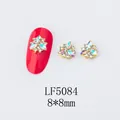 Breloque nail art fleur à 5 pétales style japonais avec strass colorés, taille 8x8 mm - 5084 AB