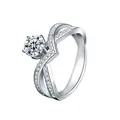 Elegant 925 sterling silver moissanite ring featuring a crown six-prong setting - 1 Carat Moissanite (Luxury Edition) / Size 5
