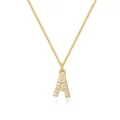 Elegante 14k vergulde box-ketting met een met kristallen ingelegde letter A hanger - Letter A