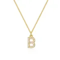Elegante 14k vergulde ketting met zirkonia bezette hanger in de vorm van letter B - Letter B