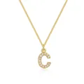 Elegante 14k vergulde boxketting met een fonkelende letter C hanger van zirkonia voor dames. - Letter C