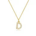 Prachtige 14k vergulde box chain ketting met met zirkoon ingelegde initiaalletter D hanger - Letter D