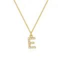 14k gold plated copper necklace with cubic zirconia letter E pendant and box chain - Letter E