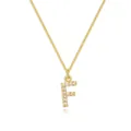 Elegant 14k gold plated box chain necklace featuring a sparkling crystal letter F pendant - Letter F