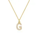 Elegant 14k gold plated box chain necklace with zirconia letter G pendant for women - Letter G