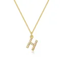 Elegant 14k gold plated H initial necklace featuring a sparkling zircon pavé box chain - Letter H