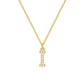 Elegant 14k gold plated box chain necklace with a cubic zirconia letter I initial pendant - Letter I
