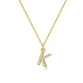 Elegant 14k gold plated alphabet K pendant necklace with pave cubic zirconia box chain - Letter K